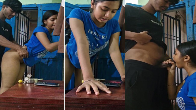 Horny Babe Sucking n Standing Doggy Fuck