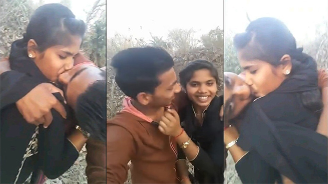 Boyfriend Kissing Girlfriend Outdoor