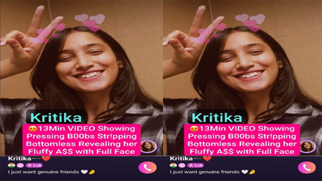 Kritika Most Exclusive 13Min Premium Live Showing – Pressing Boobs with Full Face Hot Expressions